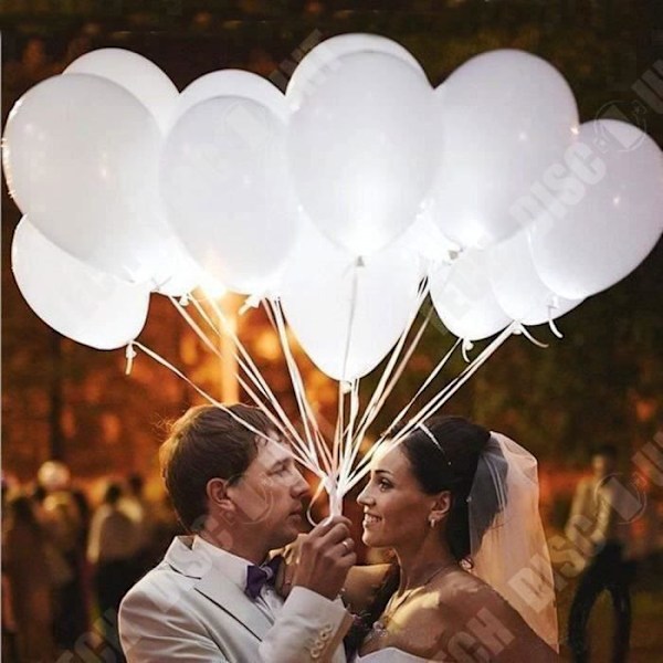 50 stk. LED-lysende balloner TD® perfekte til fødselsdagsfest, bryllup, forskellige festdekorationer. Send pumpen. Vit