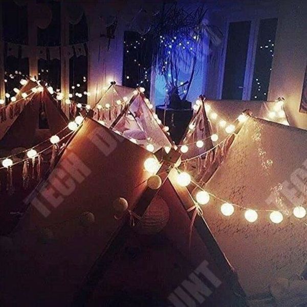TD® Fairy lights - 20 LED-kulor - Varmvita - 2,3 m bomullsbatterilåda ljus girlander inredning