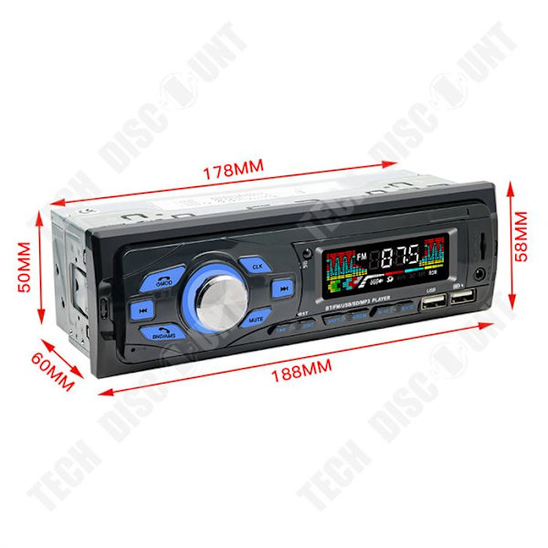 TD® Autoradio Bluetooth universel USB bilradio Bluetooth håndfri musik stemme smart bil MP3-afspiller