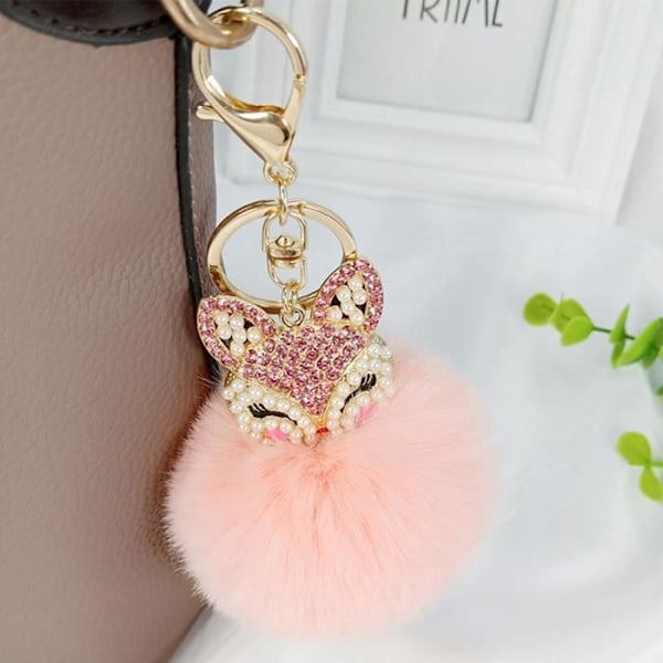 Nøgleknippe - TD® - Rævlook - 14x7.5x9.5CM - Legering - Strass - Imiteret pels
