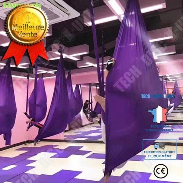 TD® Fitness Tillbehör - Kroppsbyggande, Hög kvalitet 5M x 2,8M Yoga Swing Anti Gravity Yoga Hängmatta Tyg - Mörklila Typ