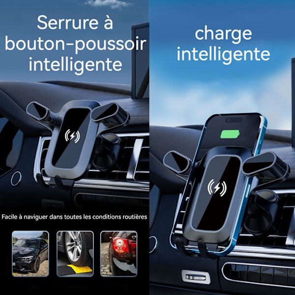 Støtte til bil - TD® - Induktionsoplader - Windshield montering - Multi-overflade - Rotérbar
