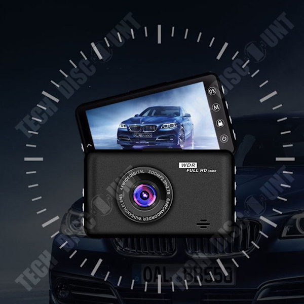 TD® Autotallennin 3 tuumaa 1080P kaksisuuntainen tallennus eteen ja taakse, yökuvaus, peruutuskuva.