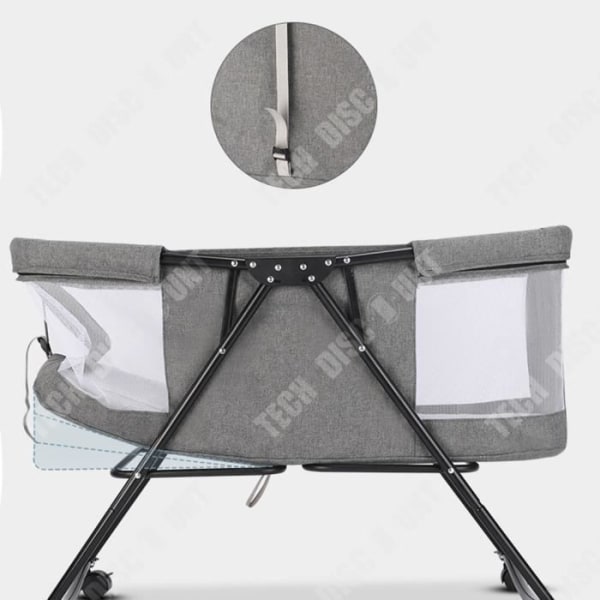 TD® Newborn Europeisk stil hopfällbar bärbar hisssäng med myggnät och avtagbar leksäng på hjul