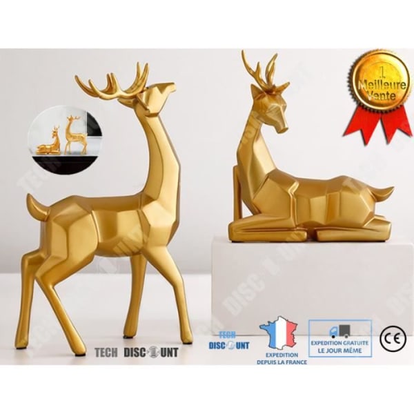 TD® skulptur gyllene prydnad rådjur hjort dekoration harts djur modern kreativ design hem hantverk sovrum staty