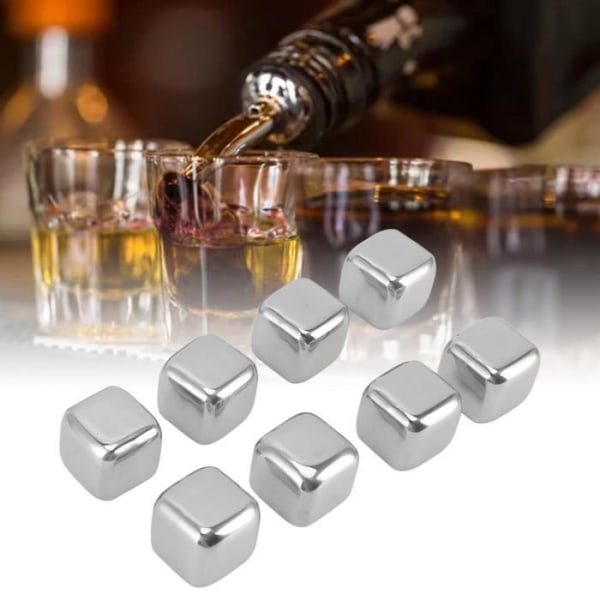 Vvikizy Whisky Stones Återanvändbara isbitar i rostfritt stål förpackning 8 kuberbricka med istång