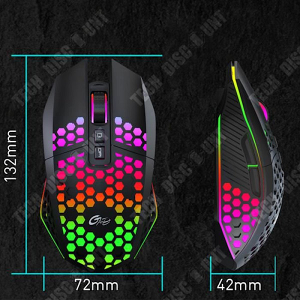 TD® Honeycomb Design-mus, trådbunden spelmus, RGB-belysning, USB-mus för sportdator