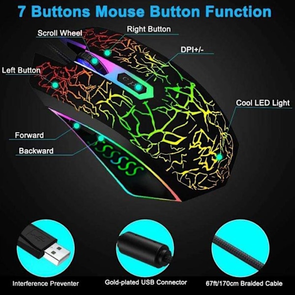 Gaming kabelmus Gaming mus med 6 knapper DPI 4000 spil computer tilbehør gamer RGB LED lys design gaming
