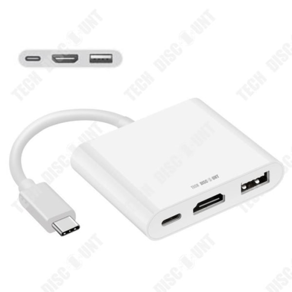 Multiportadapter - TD® - 3 i 1 - USB-C - AV - Uppladdningsbar