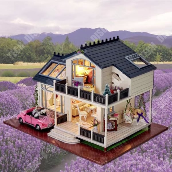 TD® Provence hus DIY stuga modell villa hus stor hus leksak smart modell barn tjejer leksak present