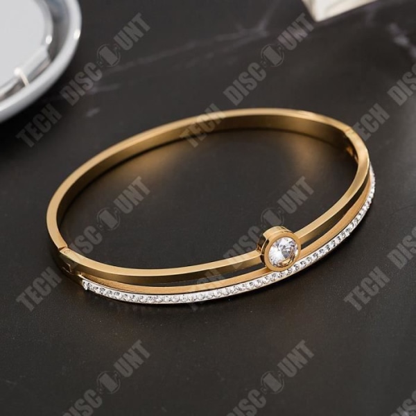 TD® Kvartsur presentset för kvinnor - Lucky - Vacker zirkon - Ett armband i rostfritt stål + halsband - Rose Gold - Blå urtavla
