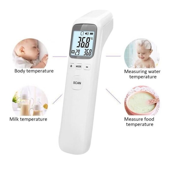 Professionel Termometer / Overflade af Genstande, Digital Infrarød Front Termometer Multi-Funktionel Uden Kontakt - grå
