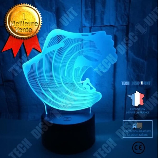 TD® Dekorativ USB Surf 7 färger Fjärrkontroll Optisk illusion Nattljus 3D Visualisering Bordsbordslampor 3D Glow LED LTS264914