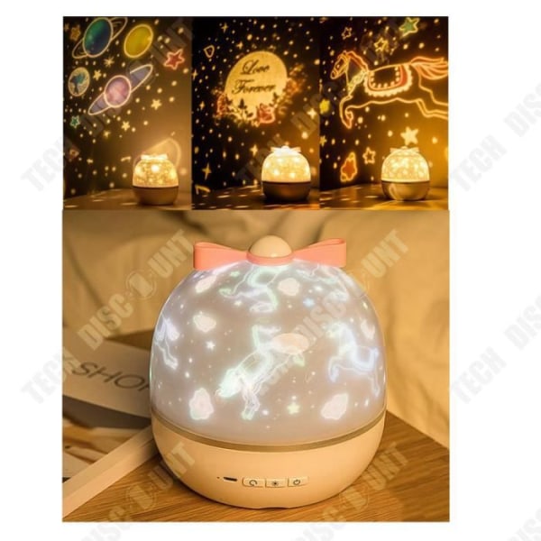 TD® Baby Night Light-projektor, stjärnklart musikljus för barn med 6 projektionsfilmer 360 graders rotationsprojektionslampa