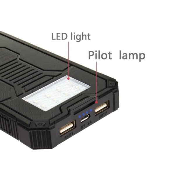 15000mAh Solar Batteriladdare Power Bank Bärbar reservladdare Vattentätt externt batteri med 8 LED Dual USB