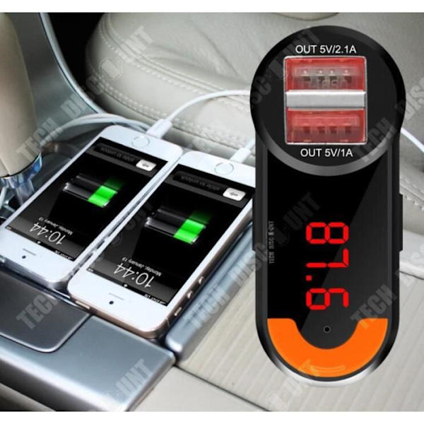 TD® FM-lähetin bluetooth handsfree auto jack-adapteri langattomalla lataajalla radion näyttö USB-portilla alkuperäinen musta