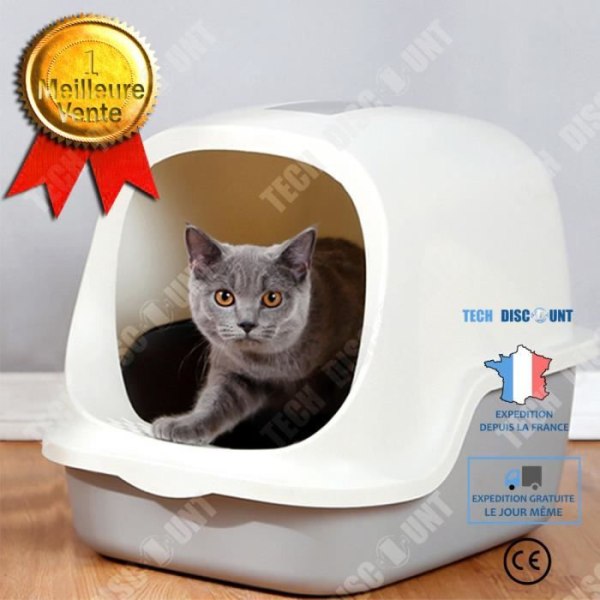 TD® helt sluten kattsandlåda, spillsäker och deodorantlåda, gratis kattsandscoop