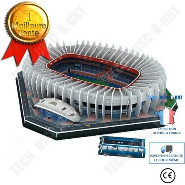 TD® Parc des Princes stadion Paris Saint-Germain hemmaarena Building Stadium Gör-det-själv monteringsleksaker 3D-modell Flerfärgad