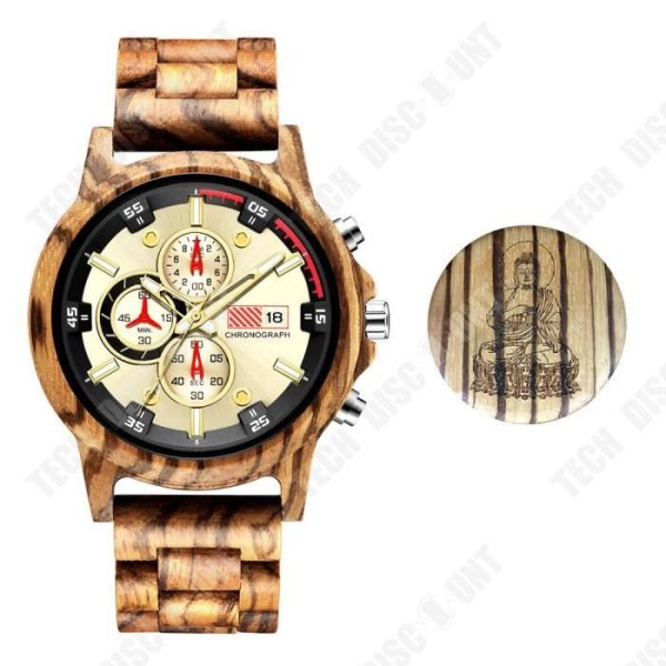 TD® multifunktionell sportklocka för män, Zebra Wood Watch, hand, religiös minnesgåva