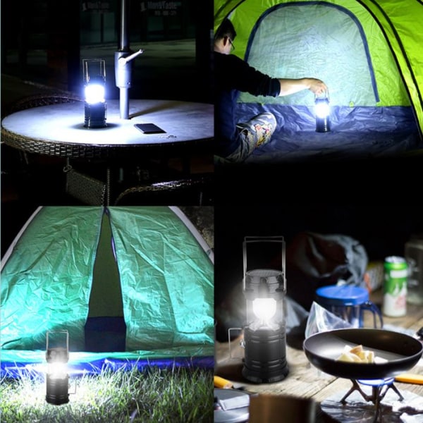 Campinglampa utomhusbelysning tält solenergi uppladdningsbar nödbärbar hästlykta LED campinglampa