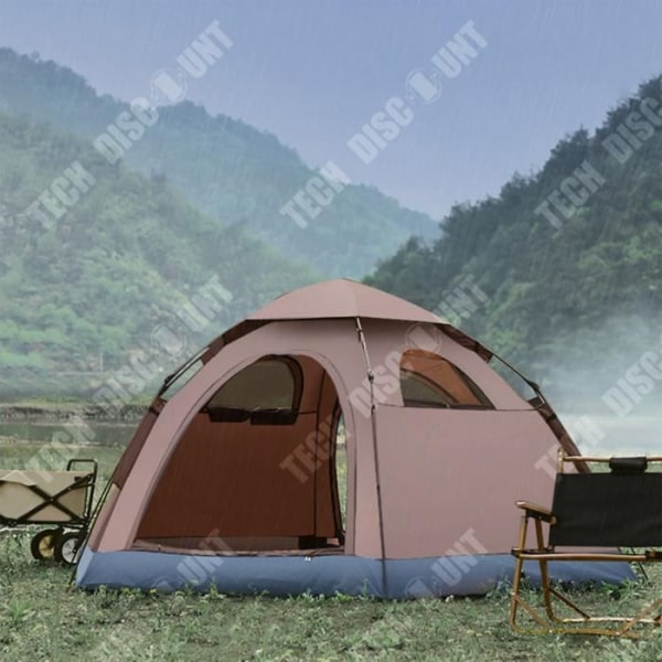 TD® Outdoor Camping Nät Röd Snabböppning Automatisk stormsäker förtjockning Hexagontält Campingutrustning