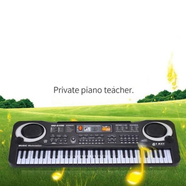 CA14372-61 Tangenter Elektronisk klaviatur Pianomusikleksak för barn med mikrofon Svart