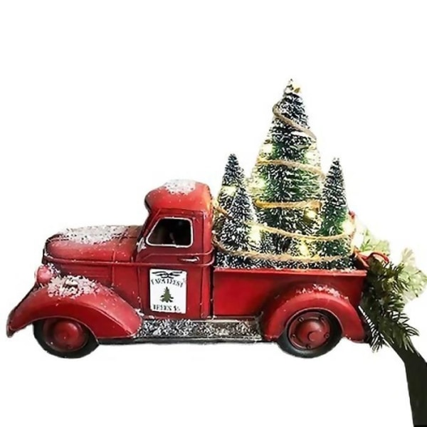 Prydnad, bilhantverk, julgransprydnader, bondgård röd lastbil dekoration