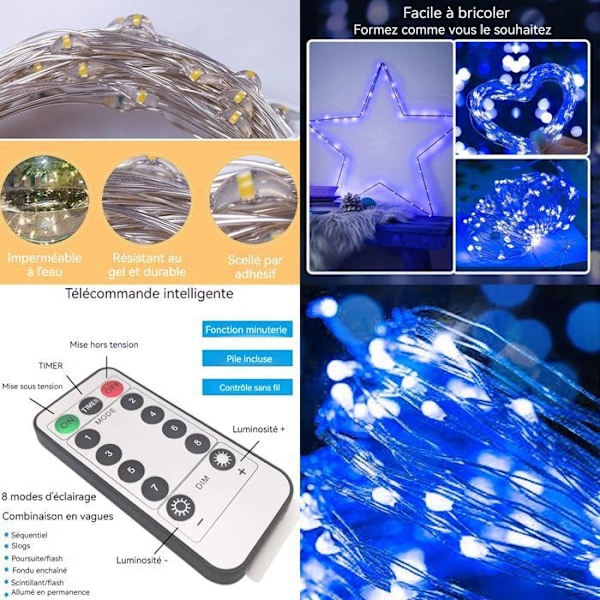 TD® LED String Lights Vattentät Batteridriven 100 lysdioder 10M med fjärrkontroll Bröllop Trädgård Sovrum Jul