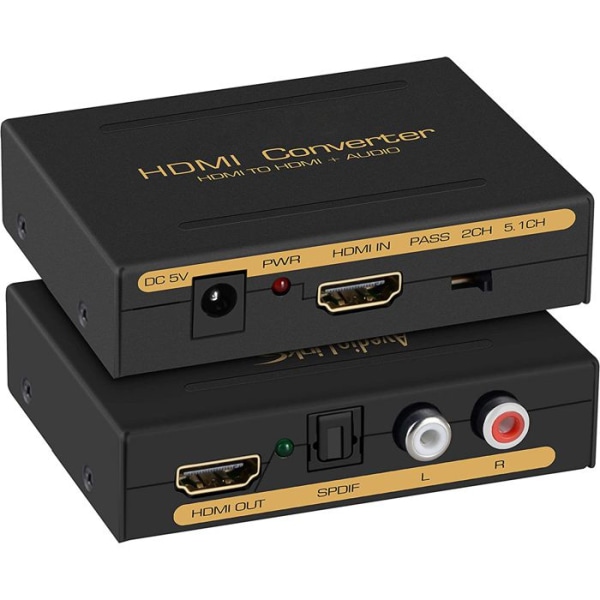 TD® HDMI Audio Extractor Converter SPDIF + RCA L - R TV DVD Svart - Video- och ljudtillbehör - HDMI-kabel och kontakt