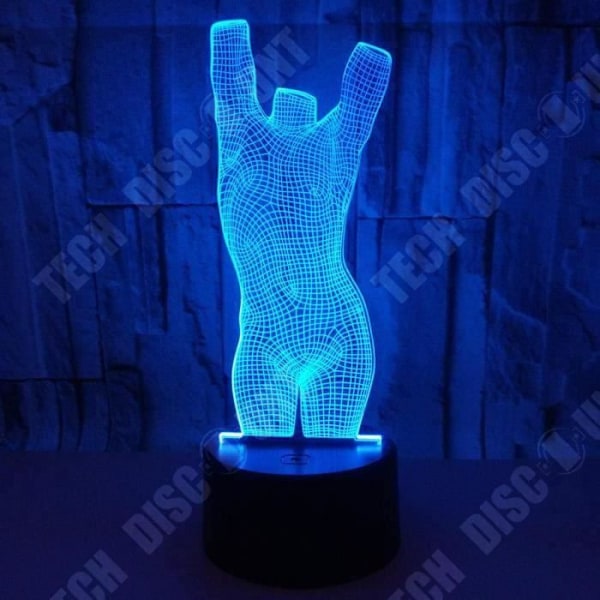 TD® Tactil dekorativ bordlampe 7 farver optisk illusion - model krop - lavt forbrug USB-kabel 3 AAA-batterier
