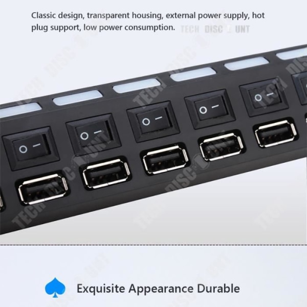 TD® Concentrator hub 3.0 ethernet 7 porte multiprise usb netværk multiple nøgleadapter oplader hurtig telefon computer afbryder