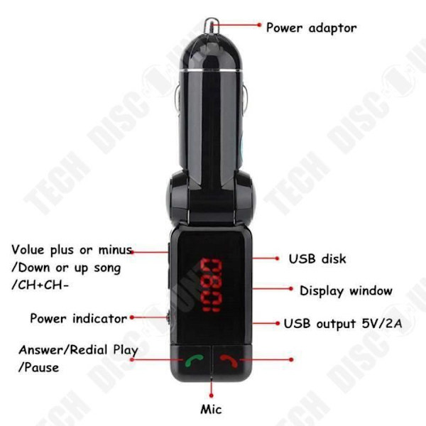 TD® Bluetooth-auto MP3-soitin FM-lähetin autokitti SD- ja USB-lukijalla