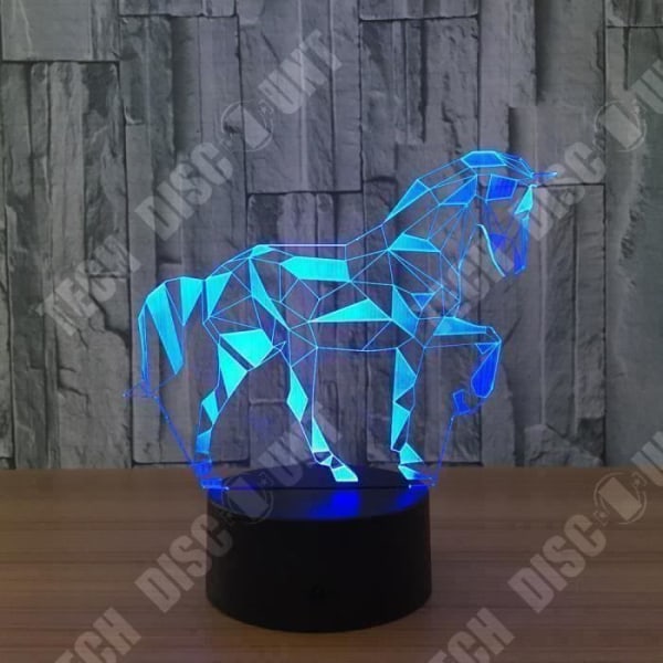TD® Akryl 3D Stereo Vision Lampa Häst Dekorativ inomhuslampa 7 Färgbyte Fjärrkontroll Touch Switch Cham M0