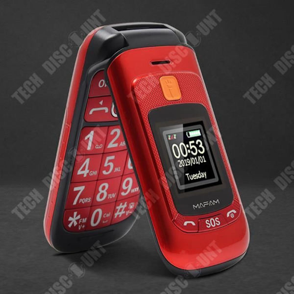 TD® Telefon med klap 105,54*54*22 mm Stor skrift og store taster Enkelt tastelys Egnet til ældre mennesker