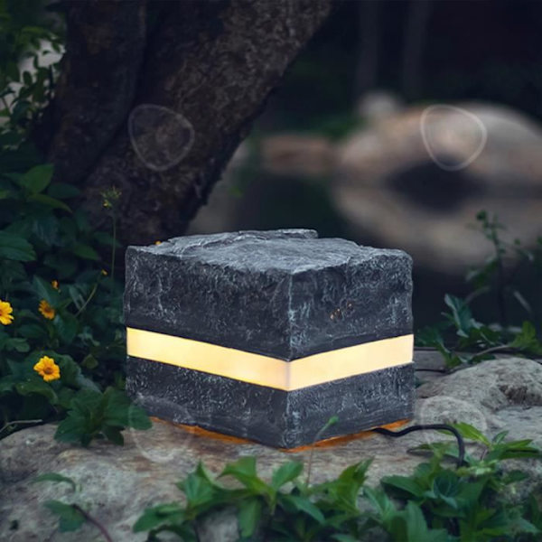 CONFO® LED lysende glasfiber med sten effekt havelygte solpanel vandtæt udendørs dekoration patio