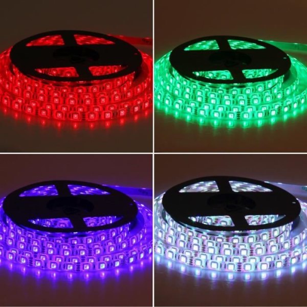 LED-remsa - LCC® - 5050 RGB - 5M - 300 lysdioder - Vattentät - Infraröd fjärrkontroll RGB-färg