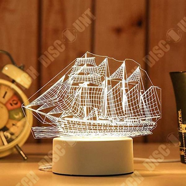 TD® Taktile dekorativ optisk lampe - bådmodel - USB lyskilde lampeknap strøm