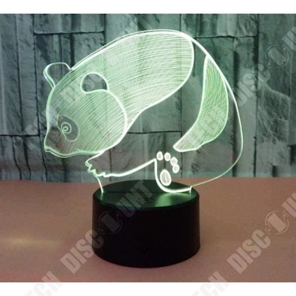 TD® Optisk bordslampa dekorativ touch 7 färger optisk illusion - pandamodell - lågförbrukning USB-kabel eller 3 AAA-batterier
