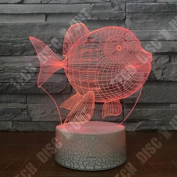 TD® Optisk lampe til dekorativ berøring 7 farver illusion optik - model fisk - lavt forbrug USB-kabel eller 3 batterier