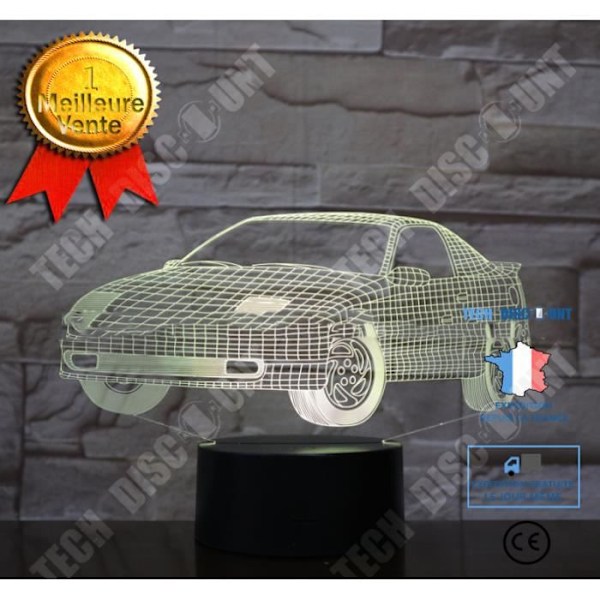 TD® Dekorativ USB Bil 7 Farver Fjernbetjening Optisk Illusion Nattelys 3D Visualisering Tabel Kontor Lamper 3D Glow BJ95218