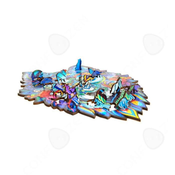 Puzzle 3D Dyr Blå Ulv Rumvæsen - CONFOZEN - Gave til Barn og Voksen