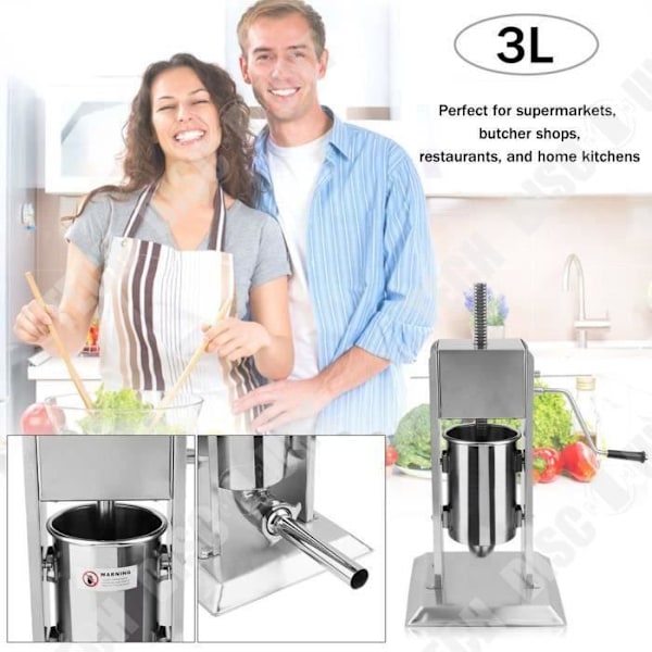 TD® Multifunctionel Pølsestopper i Holdbart Rustfrit Stål - Praktisk pølsemaskine til køkken og restaurant/ 3 liter