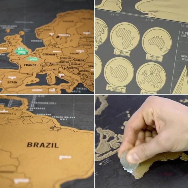 World Scratch Map Scratch Map - Svart svart och gult