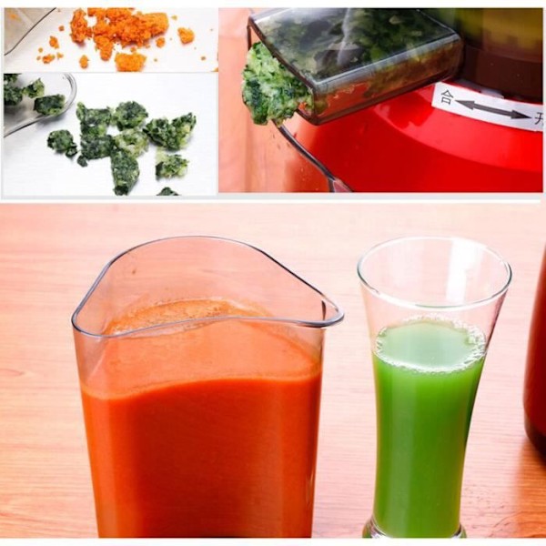 LCC® Slow Juicer för färsk fruktjuice / slow speed juicepress för vitaminkonservering (37 rpm) - röd Röd