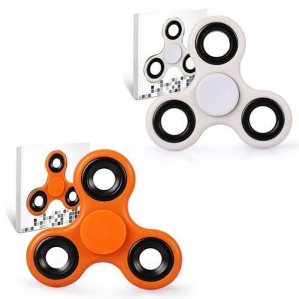 TD® Lot 2 Fidget Hand Spinner-Triangelleksak Vuxna Barn- Fingerleksak- Dekompression- Antistress- VIT -ORANGE