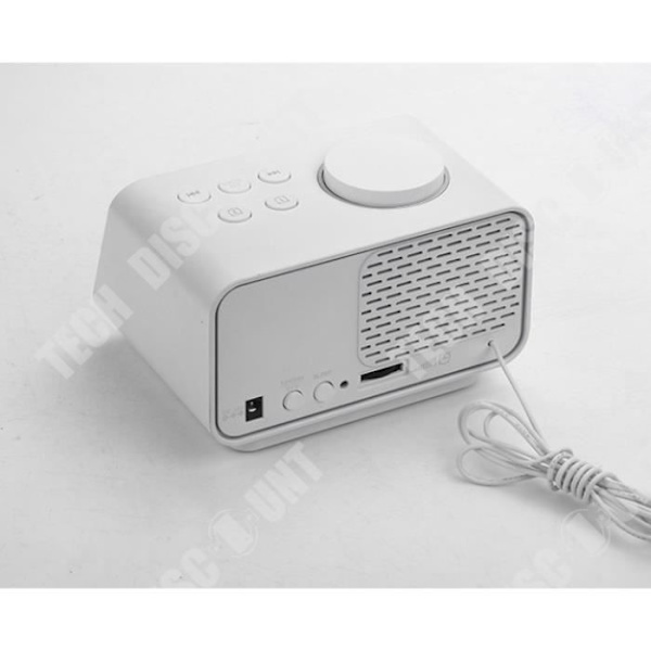 TD® FM vækkeur med justerbar LCD-belysning og dobbelt USB-telefonoplader - hvid Vit