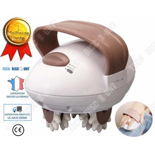 3D elektrisk massør - TD® - Amincissa - Anti-cellulite - Bærbar - Forbedrer blodcirkulationen vit + brun