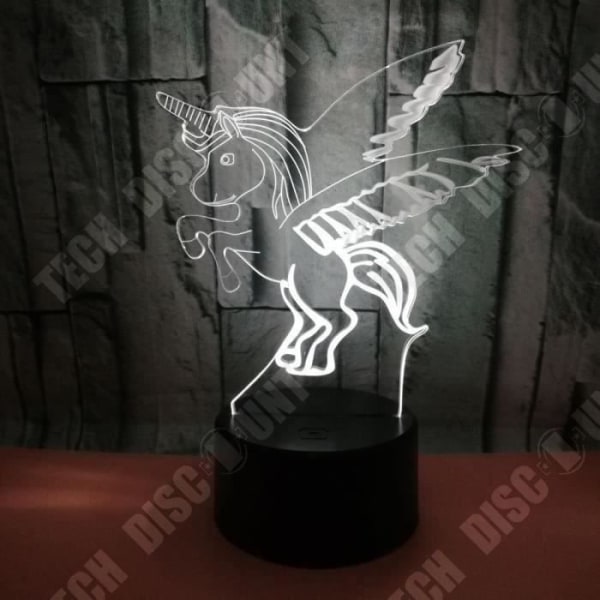 TD® Enhjørning USB LED 3D Visuel Nattlampe Natbordlampe til Børneværelse Gave Lampe Lys Belysning