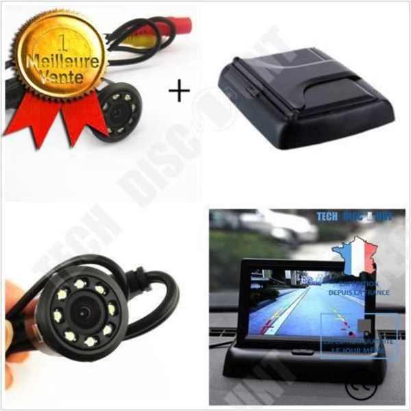 TD® Backkamera för bil 170° 8LED Night Vision Kamera &amp; 4,3" hopfällbar LCD-skärm Backkamera med bildskärm för bil