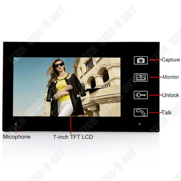 TD® Trådløs video-loudspeaker Video monitor 7 tommer HD kamera kit til villa, hjem, kontor, lejlighed To-vejs intercom